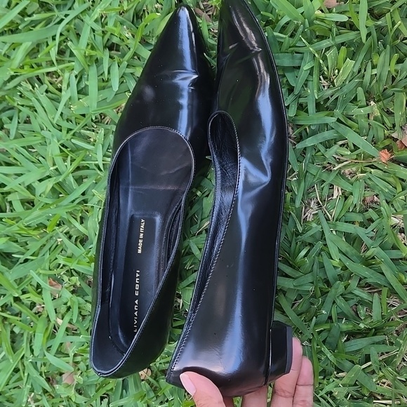 Liviana Conti Black Ballerine Leather Flats Size 41 - Picture 7 of 11